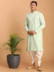 Vastramay Men's Mint Green Mirror Kurta Dhoti Set